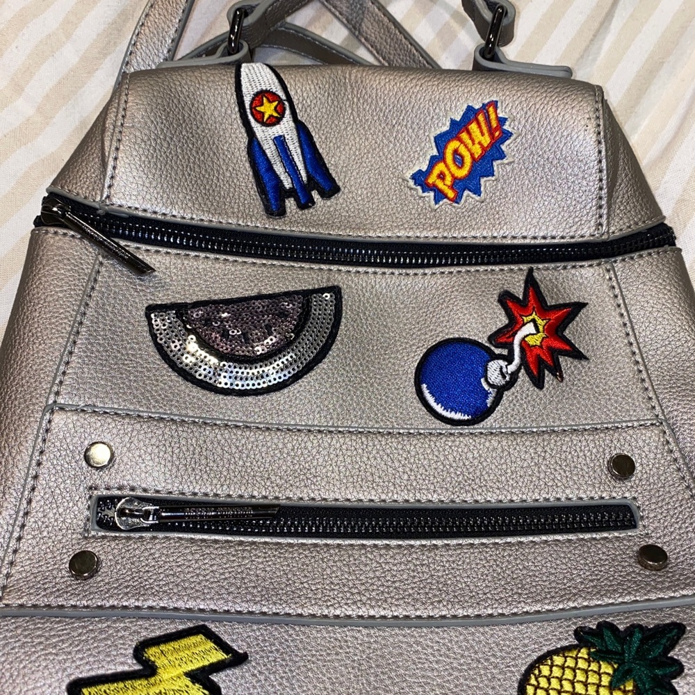 Retro Patchwork Silver Backpack - image 6